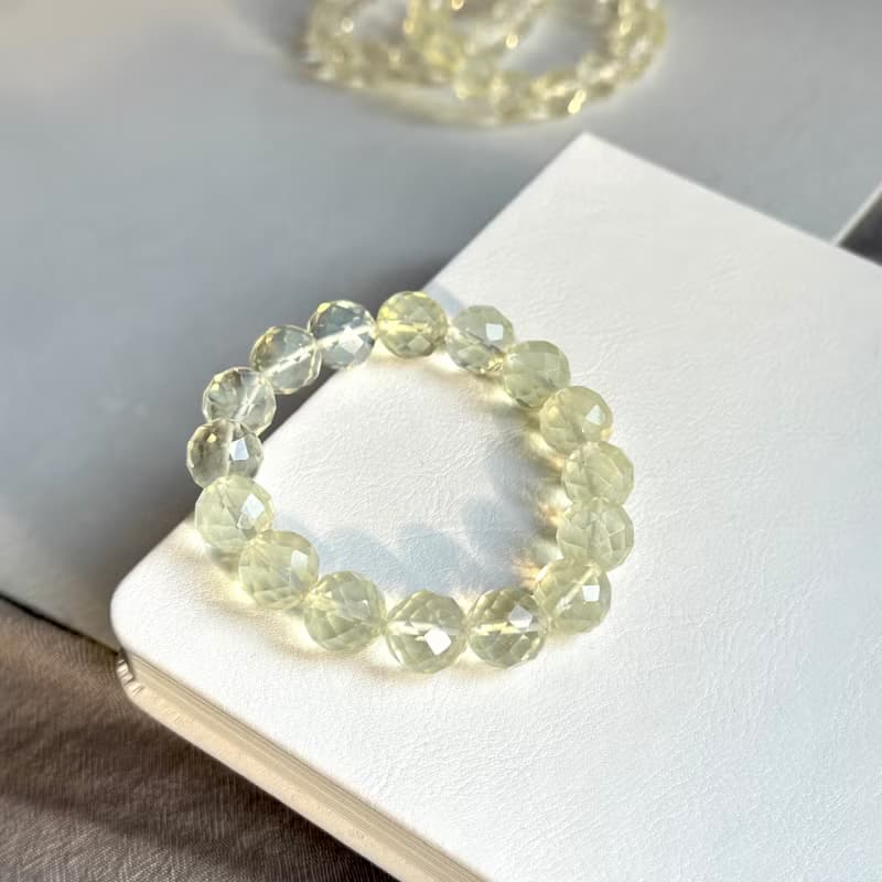 【玻璃隕石】黃金隕石切角純珠手鏈 護身符 執行力 目標前進 聚財