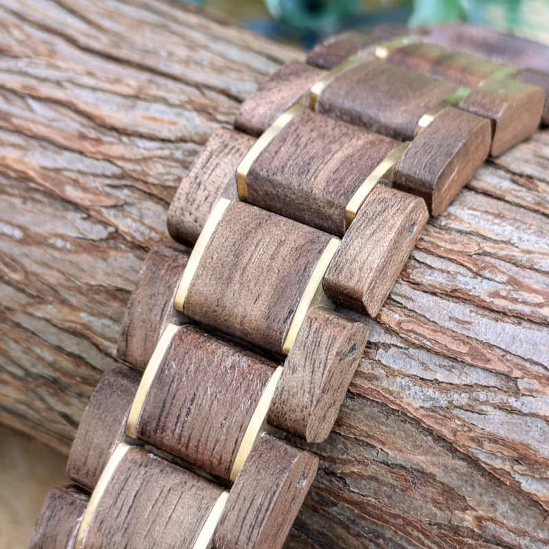 【天然木質錶帶】EINBAND Apple Watch 20mm【胡桃木x金色】