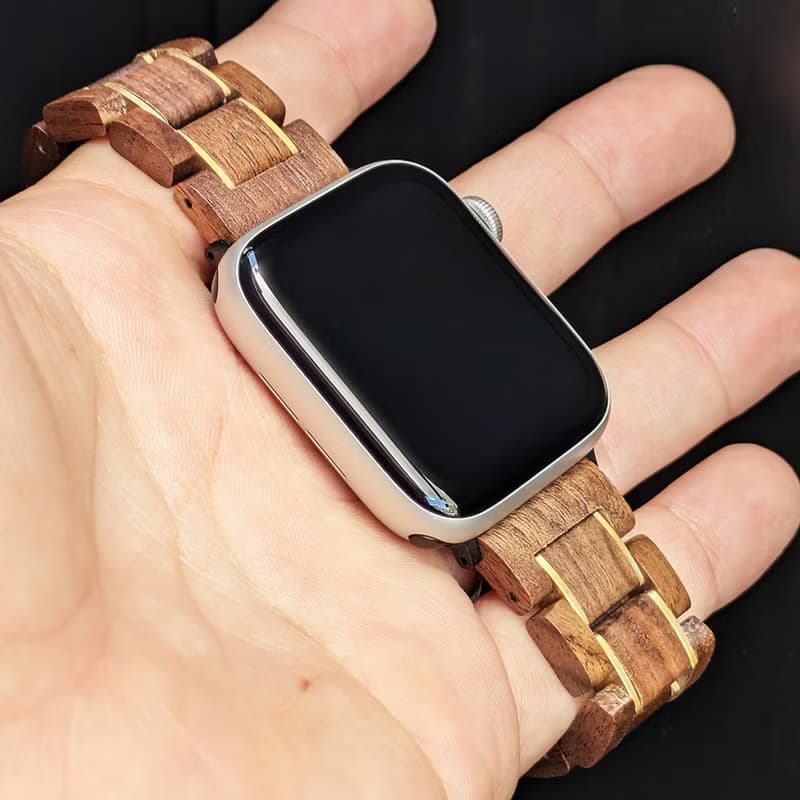 【天然木質錶帶】EINBAND Apple Watch 20mm【胡桃木x金色】