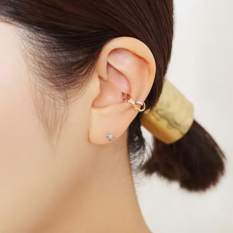 【Second Earrings】 鉑金冰藍鑽石花朵單邊耳環