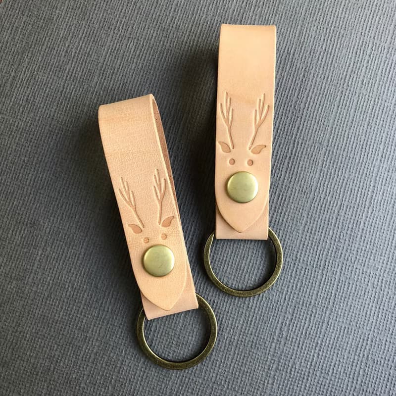 麋鹿鑰匙圈  手工皮件