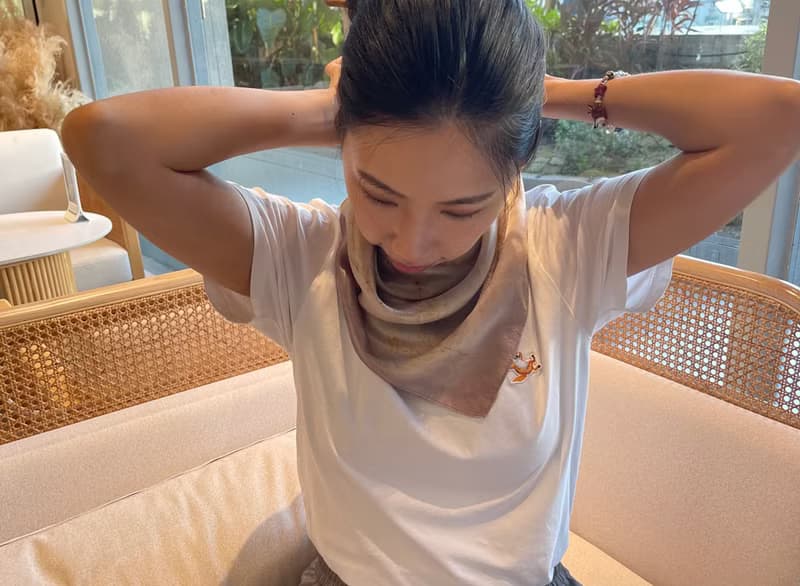 花葉移印染方短絲巾 - 雲夢疏影