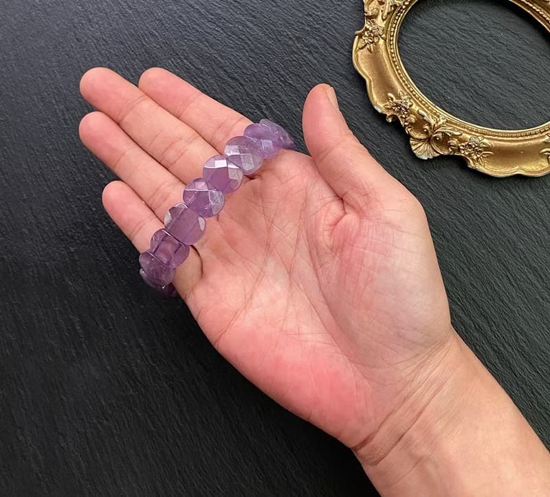 啟發智慧 激發創意 -鑽石切面薰衣草紫水晶手排 手鍊 手環