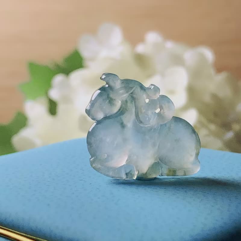玻璃種飄藍花翡翠唐馬 | 天然緬甸A貨翡翠 | 送禮