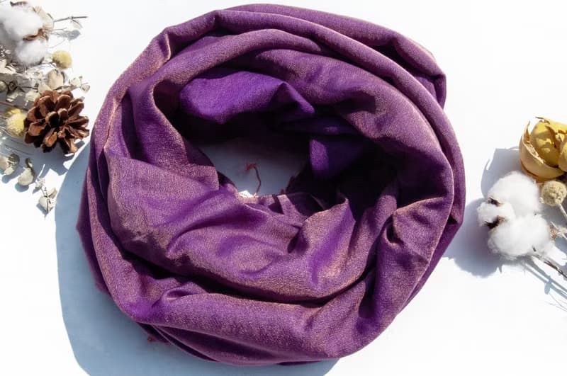 喀什米爾Cashmere 編織羊絨圍巾 羊毛真絲披巾 戒指絨披肩-雙色
