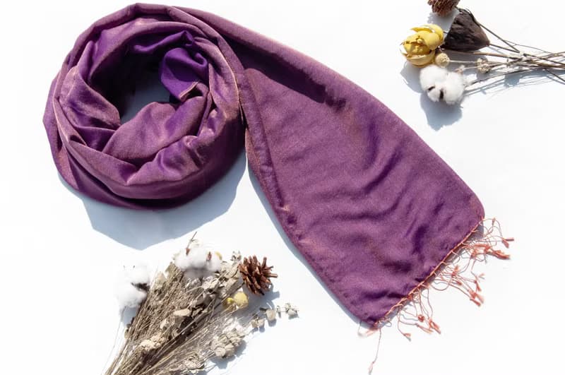 喀什米爾Cashmere 編織羊絨圍巾 羊毛真絲披巾 戒指絨披肩-雙色