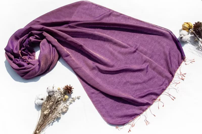 喀什米爾Cashmere 編織羊絨圍巾 羊毛真絲披巾 戒指絨披肩-雙色