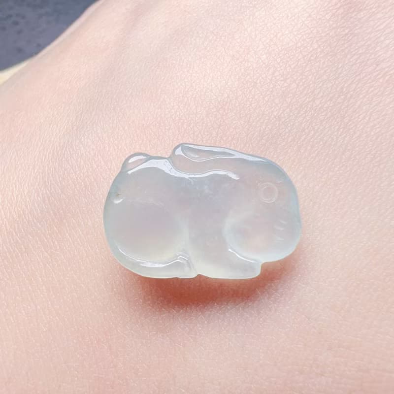 冰種翡翠小兔子 | 天然緬甸玉A貨翡翠 | 送禮