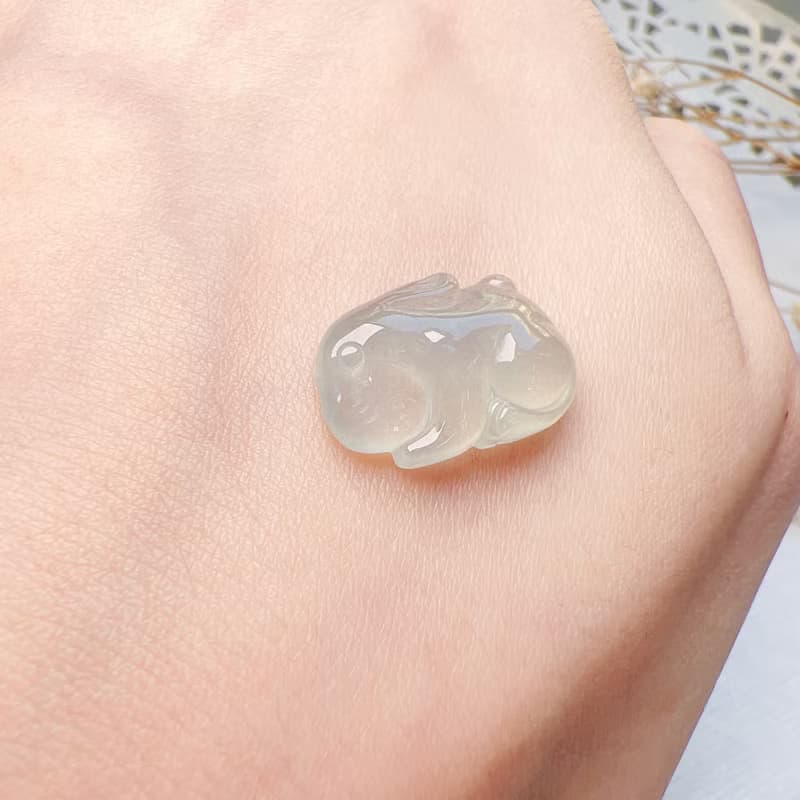 冰種翡翠小兔子 | 天然緬甸玉A貨翡翠 | 送禮