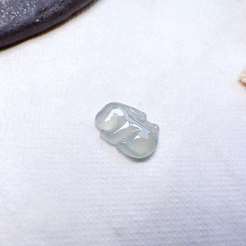 冰種翡翠小兔子 | 天然緬甸玉A貨翡翠 | 送禮