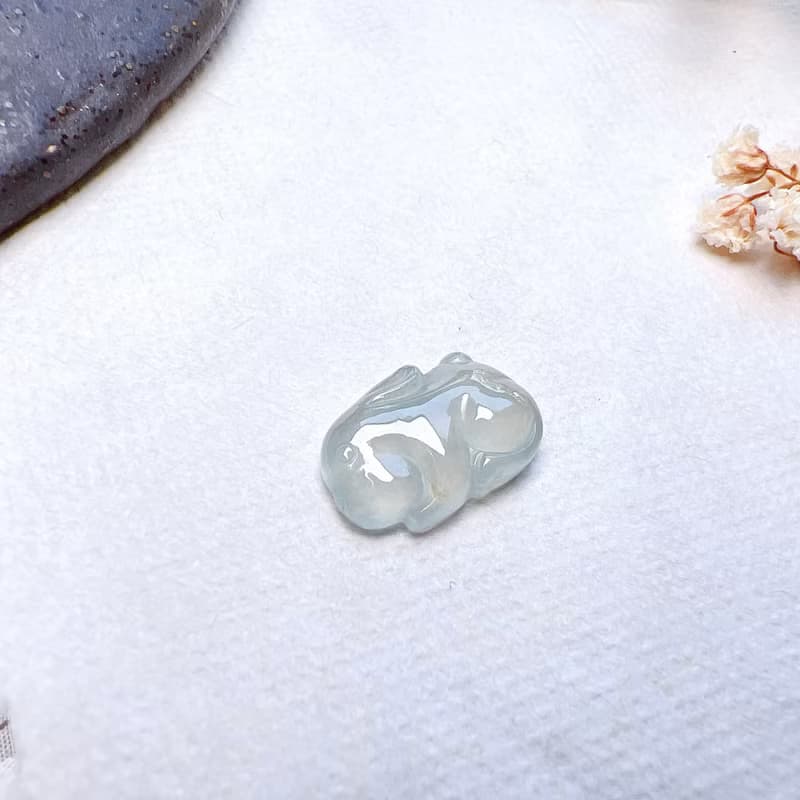 冰種翡翠小兔子 | 天然緬甸玉A貨翡翠 | 送禮