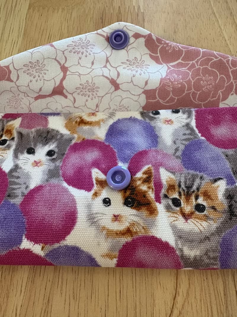 文青風環保純棉筷袋 夢幻貓咪 氣質泡沫紫 日本 潮物 收納 手作