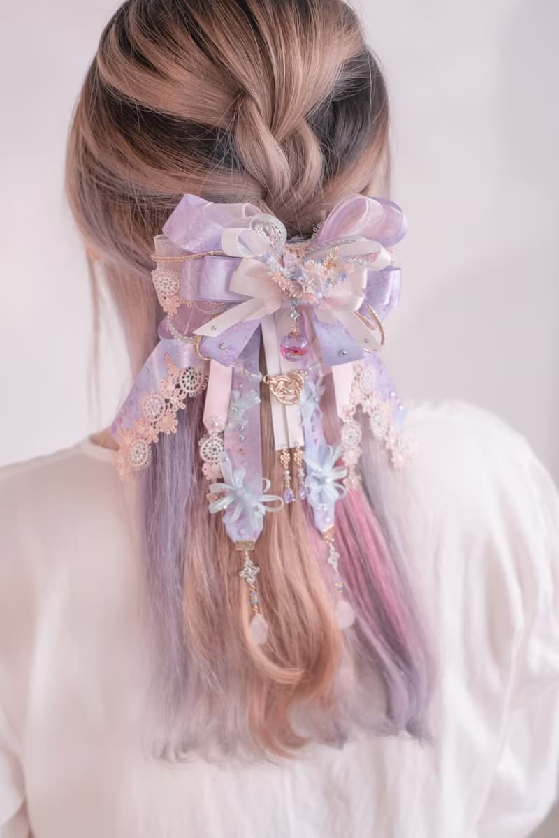 園遊花火彩繪絲帶兩用蝴蝶結髮夾