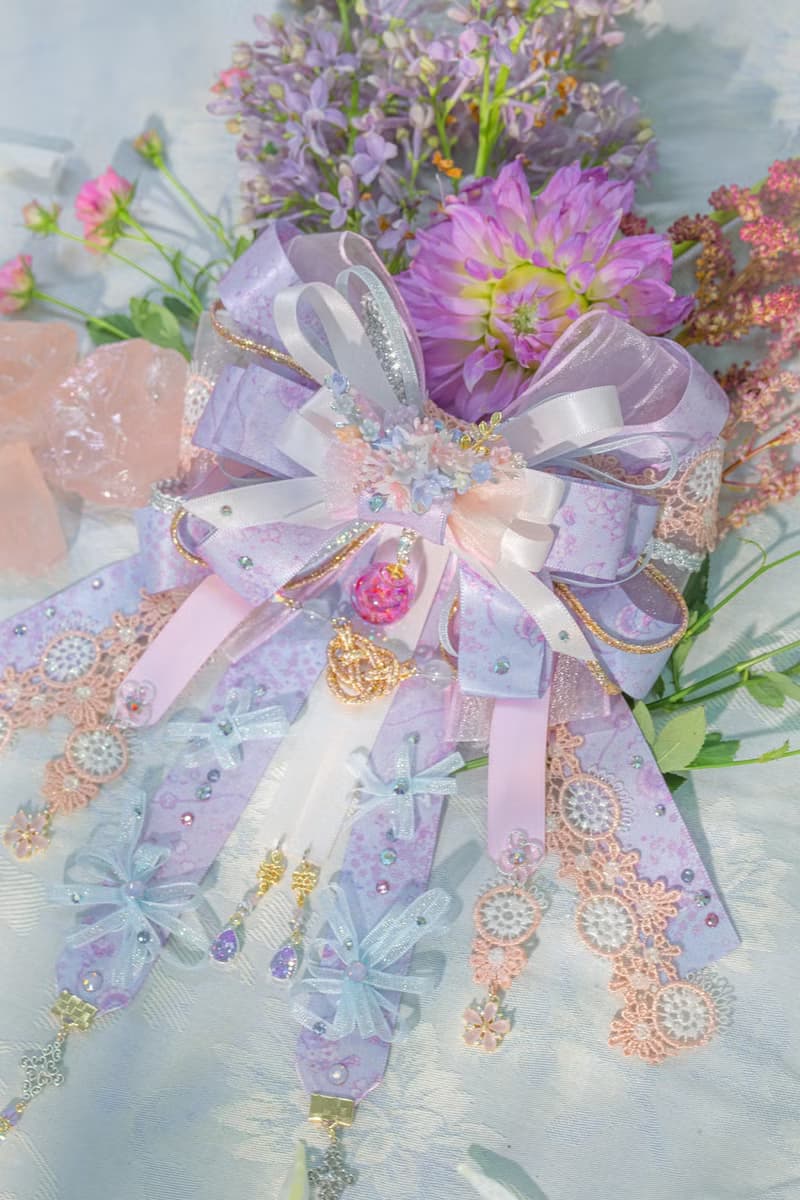 園遊花火彩繪絲帶兩用蝴蝶結髮夾