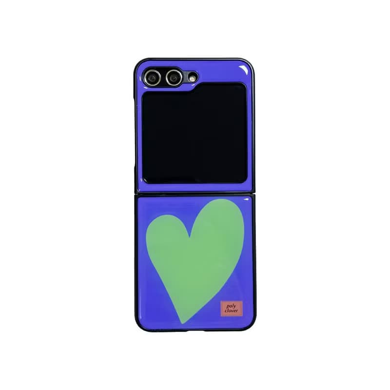 heart Galaxy Z Flip 5 Epoxy bumper phone case (green)