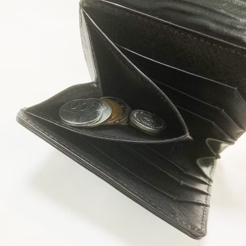 Cramy L字フラップウォレット　英国産ブライドルレザー　Green×日本産仔牛革　Black