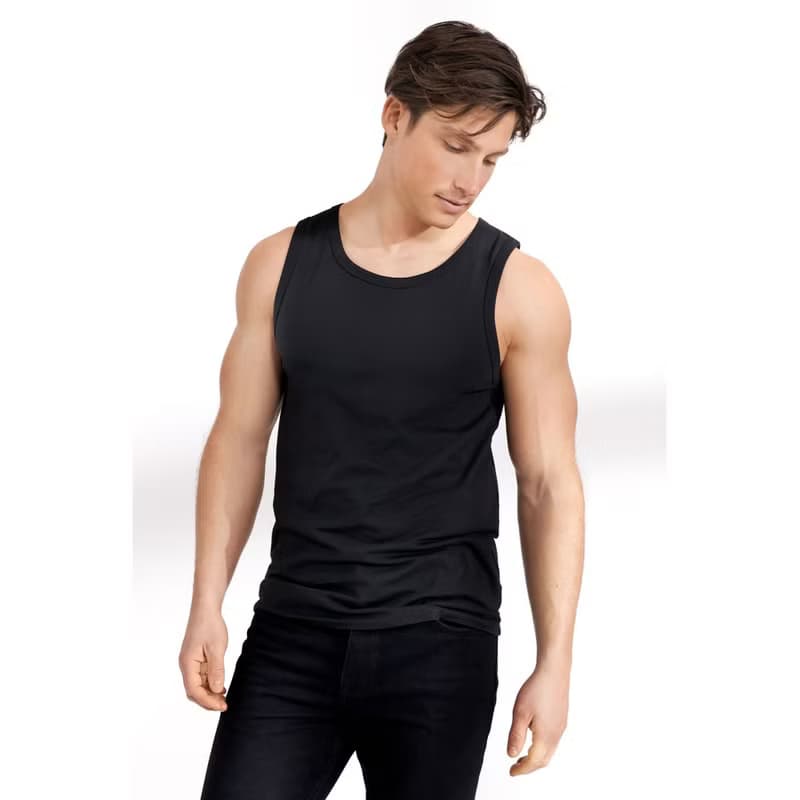 北歐極簡 | 清爽夏日 Tank Relaxed 有機棉男用鬆身背心 - 黑