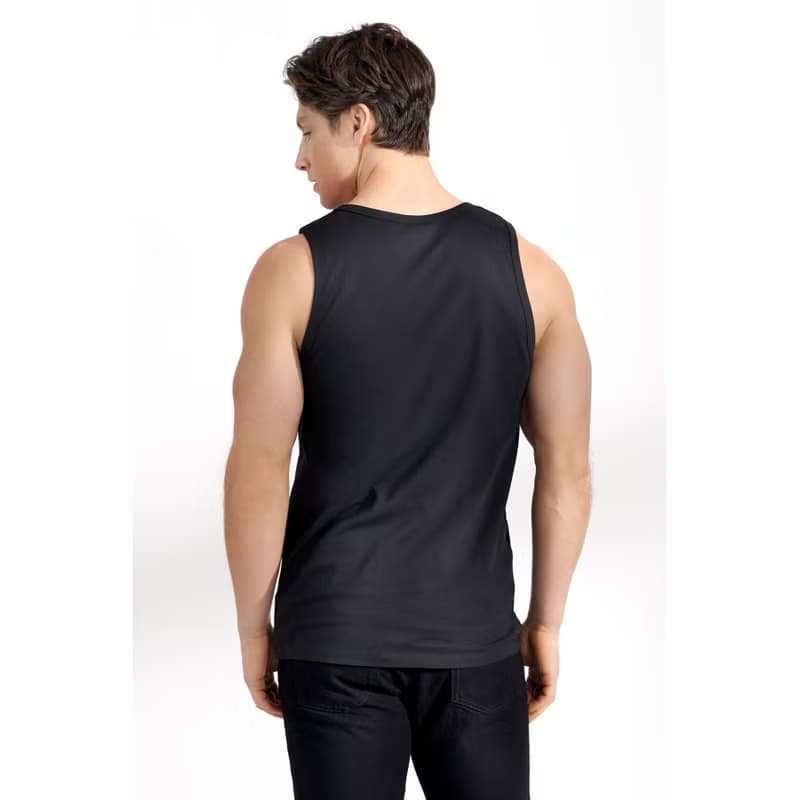 北歐極簡 | 清爽夏日 Tank Relaxed 有機棉男用鬆身背心 - 黑