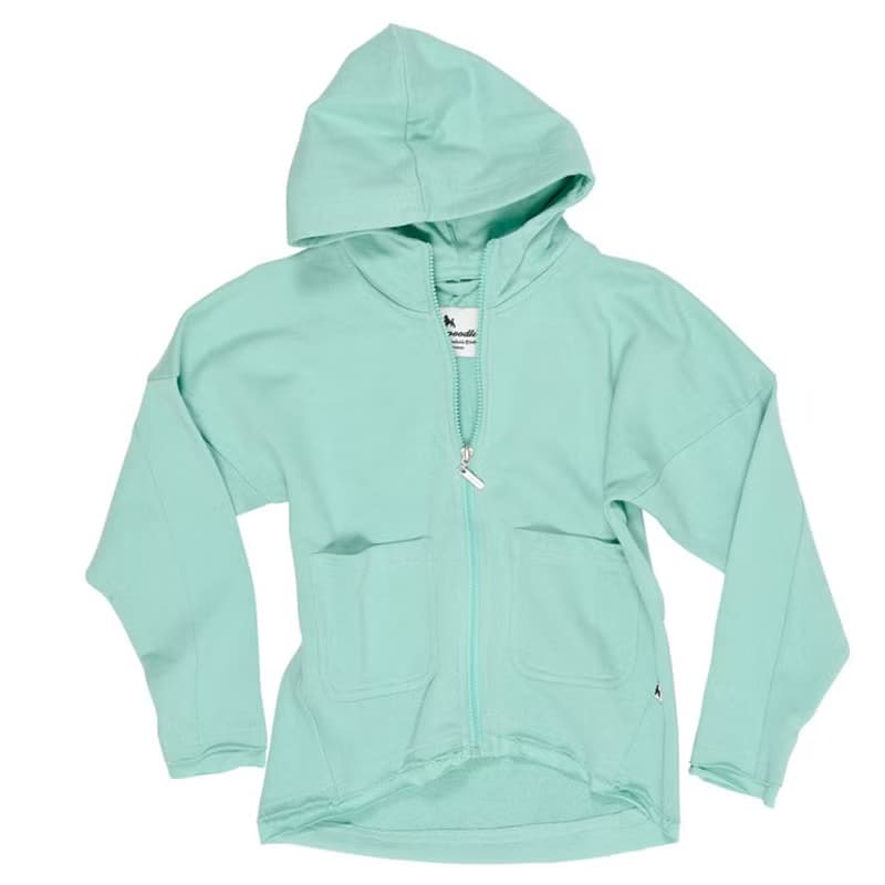 【瑞典童裝】高磅數有機棉特級連帽外套3歲至12歲 薄荷綠