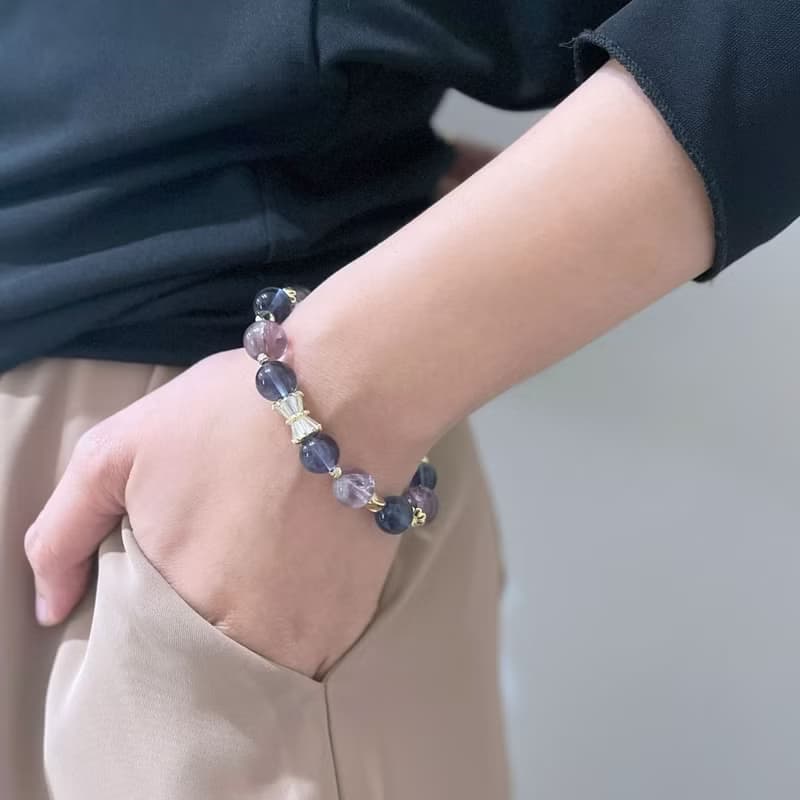 【青鳥】紫阿賽 螢石 白水晶 智慧之石 水晶手鍊