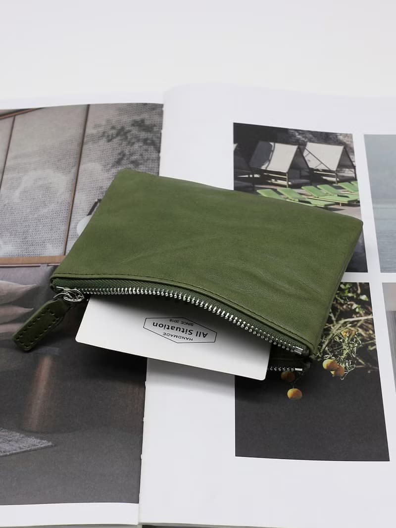 植鞣牛皮 手抓皺褶零錢包