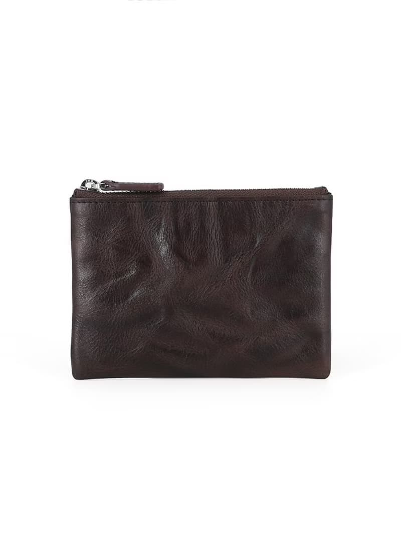 植鞣牛皮 手抓皺褶零錢包