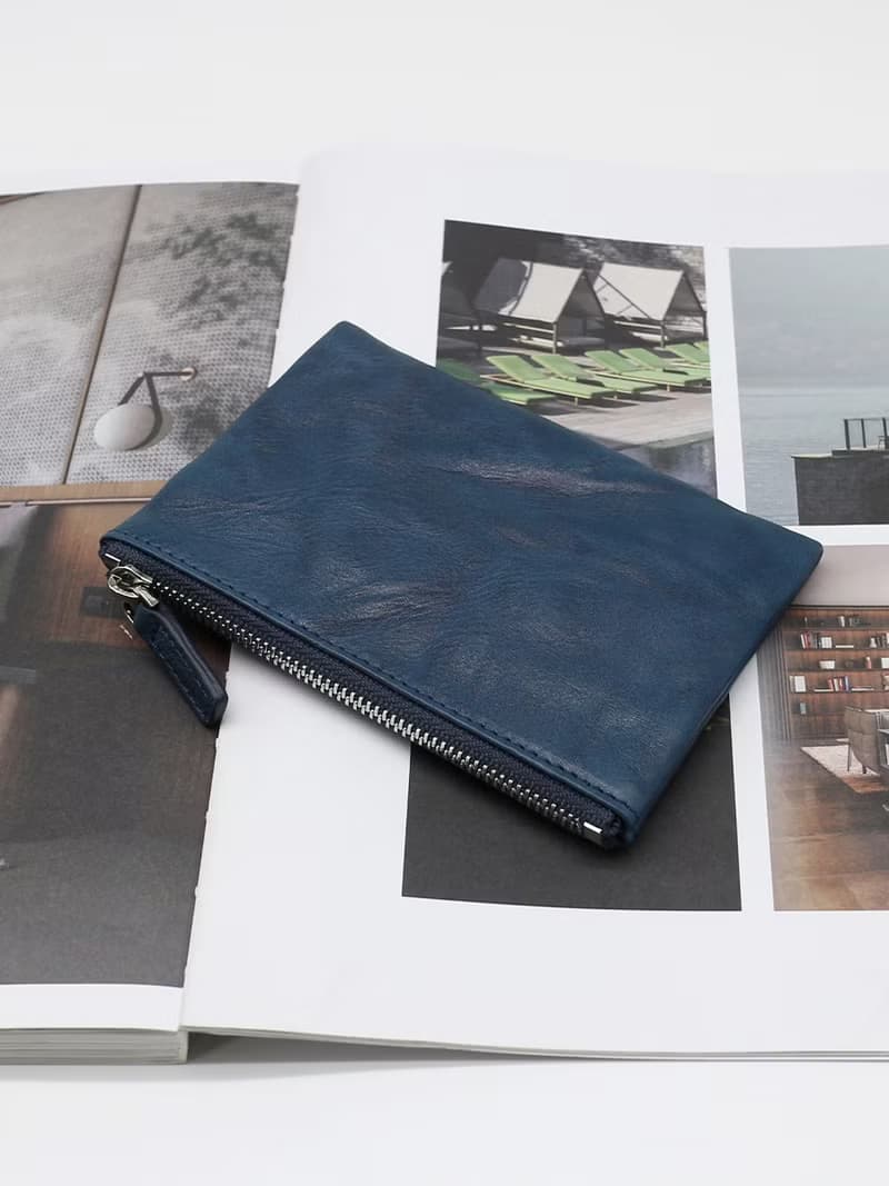 植鞣牛皮 手抓皺褶零錢包