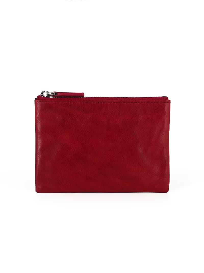 植鞣牛皮 手抓皺褶零錢包