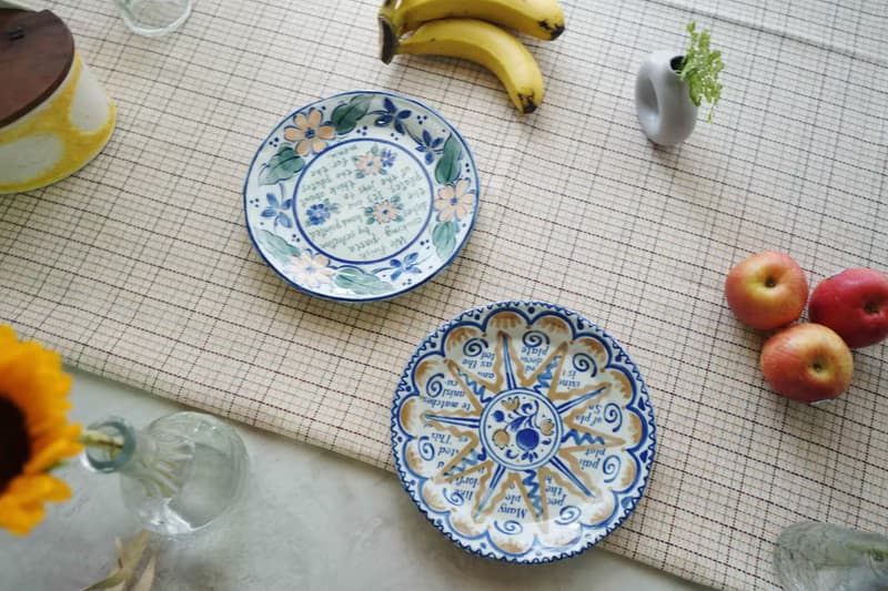 日本雜貨-西班牙花朵彩繪陶瓷餐盤