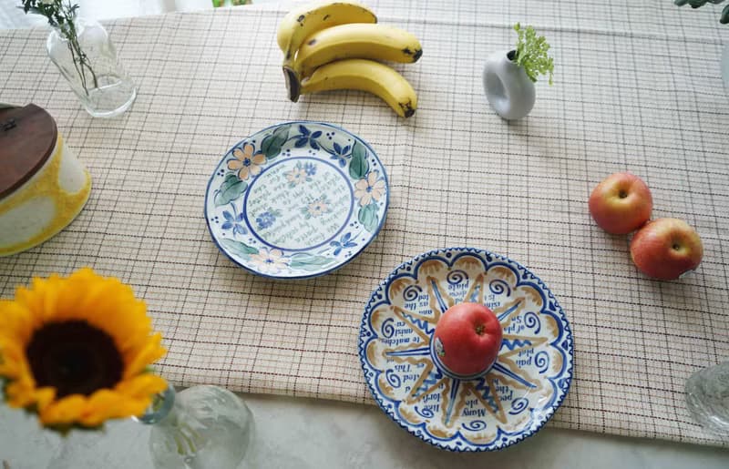 日本雜貨-西班牙花朵彩繪陶瓷餐盤