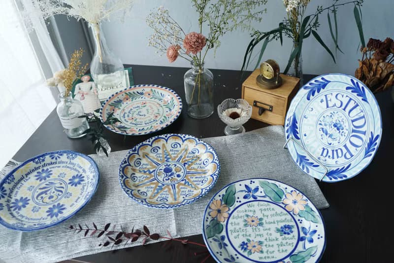 日本雜貨-西班牙花朵彩繪陶瓷餐盤