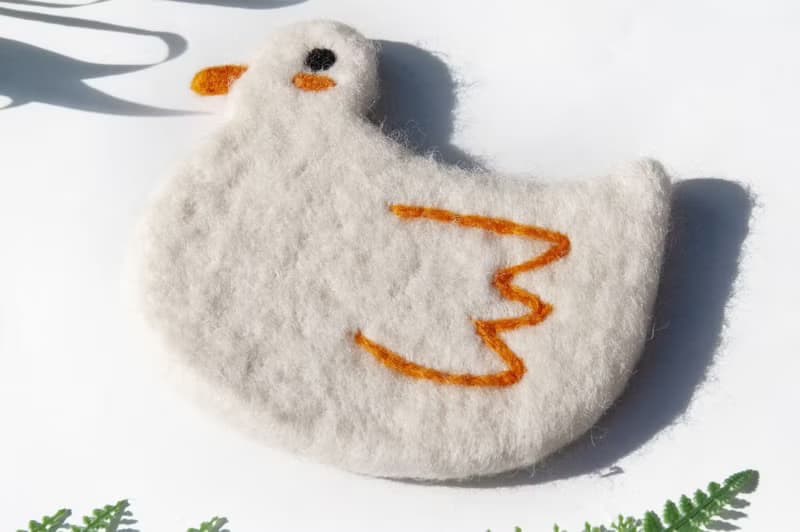 情人節禮物 聖誕交換禮物 森林系羊毛氈杯墊 動物杯墊-鴨子吸水墊