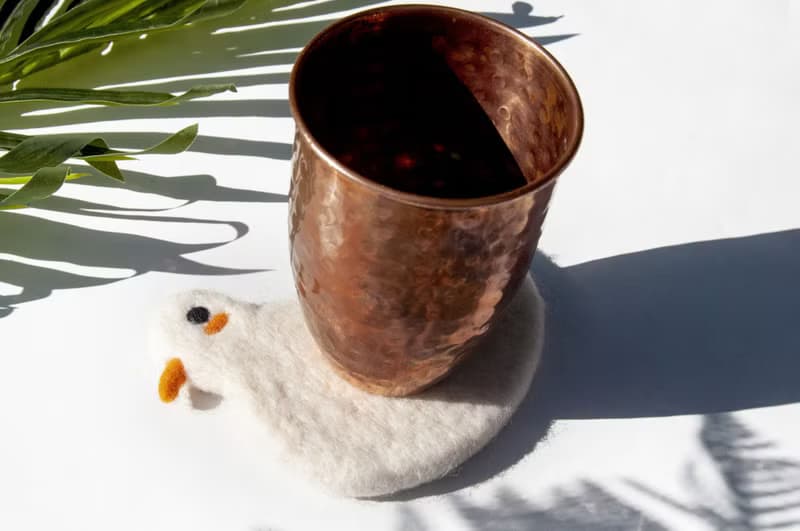 情人節禮物 聖誕交換禮物 森林系羊毛氈杯墊 動物杯墊-鴨子吸水墊