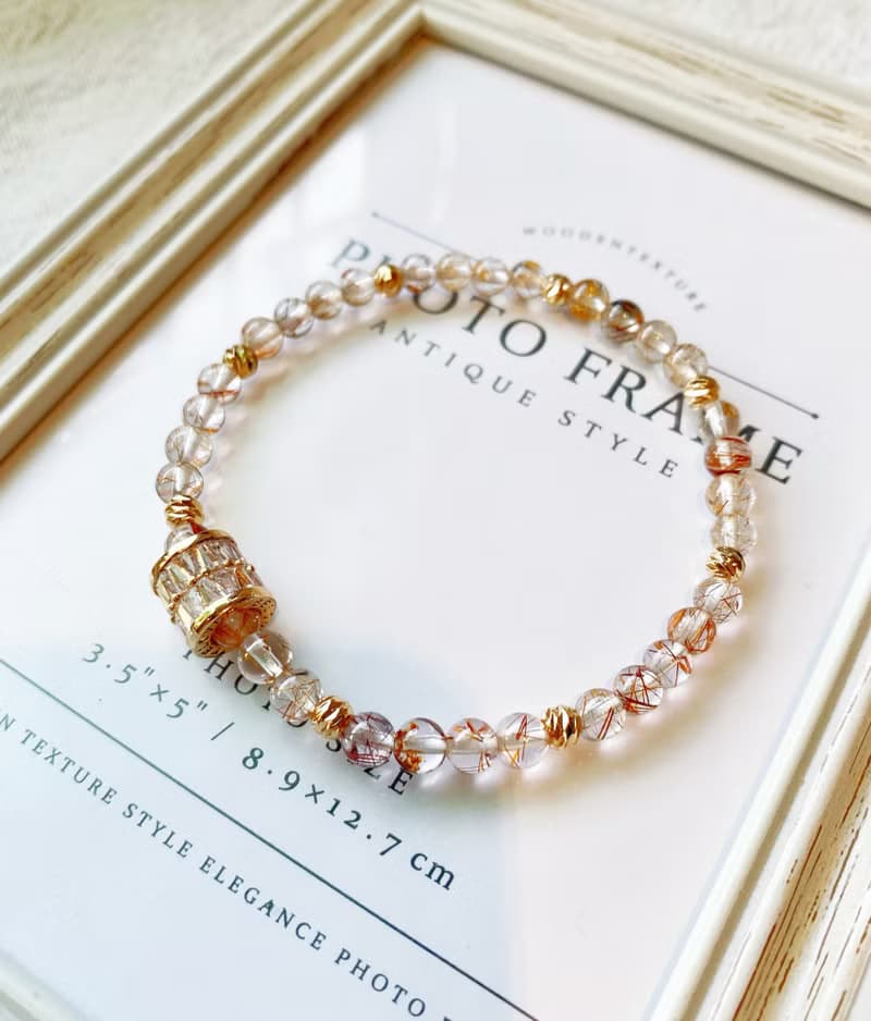 丁香紫玉/銀髮晶/灰月光石/銅髮晶 手作設計款能量水晶手鍊雙鍊組