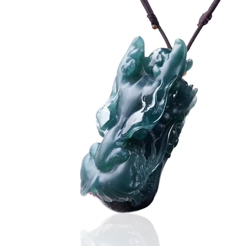 【龍行天下】冰種藍水翡翠霸王龍首項鍊 | 天然A貨翡翠 | 送禮