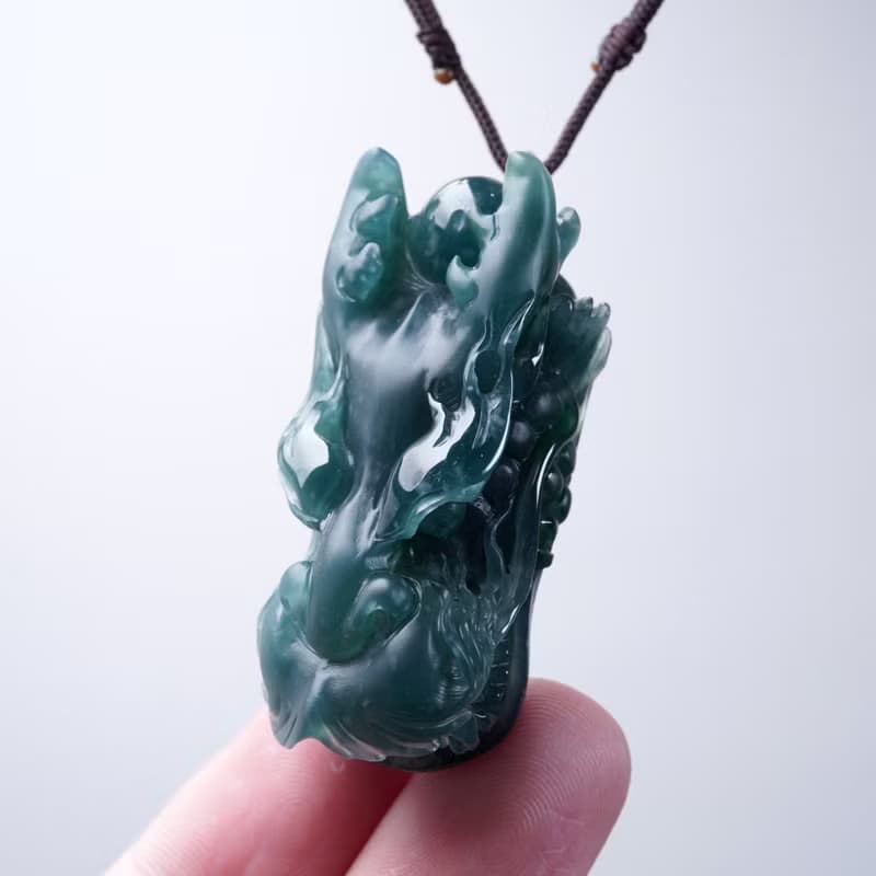【龍行天下】冰種藍水翡翠霸王龍首項鍊 | 天然A貨翡翠 | 送禮