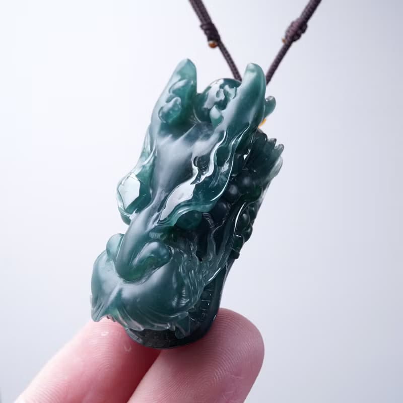 【龍行天下】冰種藍水翡翠霸王龍首項鍊 | 天然A貨翡翠 | 送禮