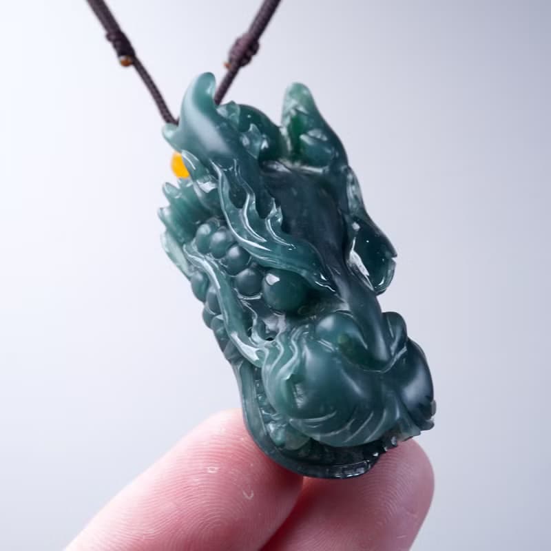 【龍行天下】冰種藍水翡翠霸王龍首項鍊 | 天然A貨翡翠 | 送禮
