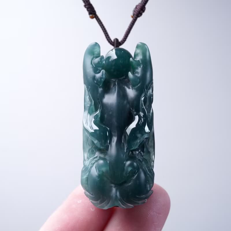 【龍行天下】冰種藍水翡翠霸王龍首項鍊 | 天然A貨翡翠 | 送禮