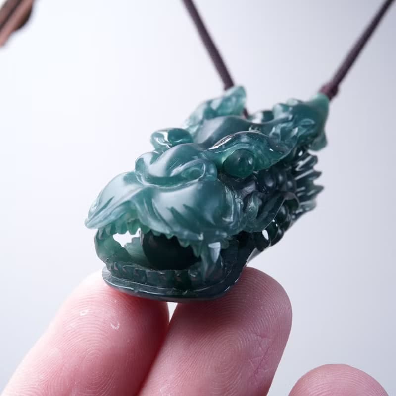 【龍行天下】冰種藍水翡翠霸王龍首項鍊 | 天然A貨翡翠 | 送禮