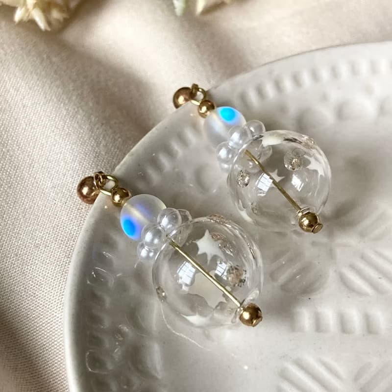 老林雜貨 | 雪花泡泡耳環 (針式 / 夾式)