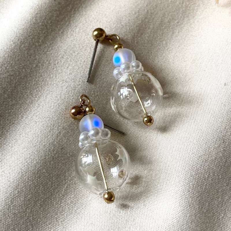 老林雜貨 | 雪花泡泡耳環 (針式 / 夾式)