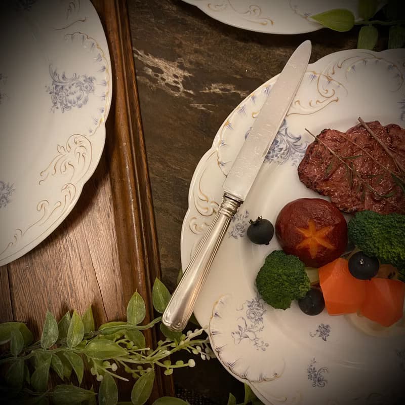 德國純銀800 素面手柄不鏽鋼刃餐刀