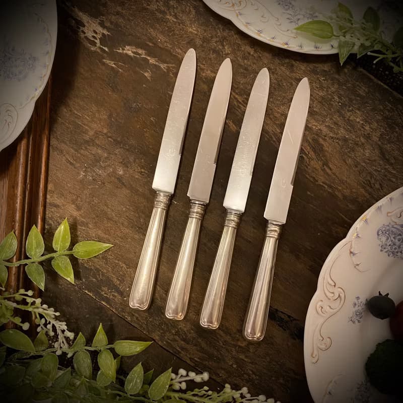 德國純銀800 素面手柄不鏽鋼刃餐刀