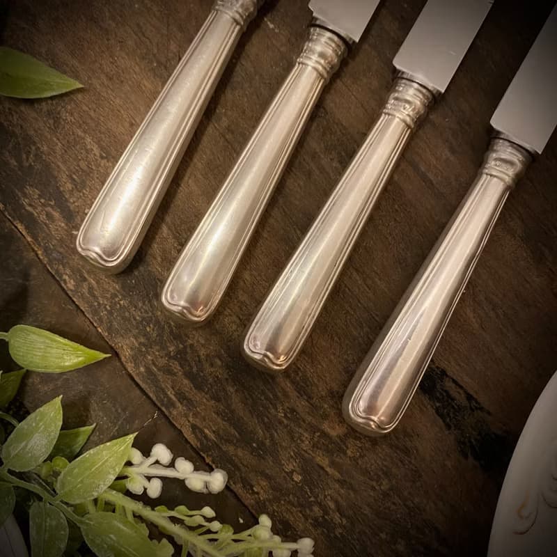 德國純銀800 素面手柄不鏽鋼刃餐刀