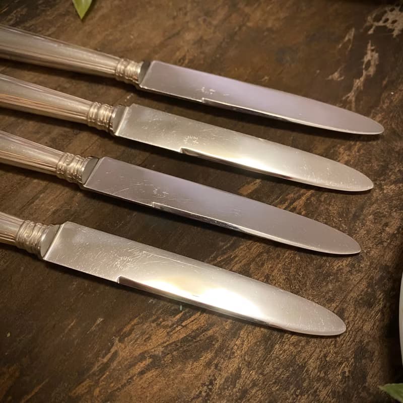 德國純銀800 素面手柄不鏽鋼刃餐刀