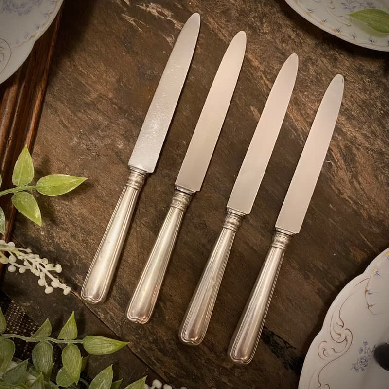 德國純銀800 素面手柄不鏽鋼刃餐刀