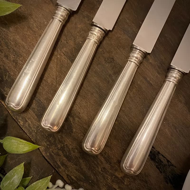 德國純銀800 素面手柄不鏽鋼刃餐刀