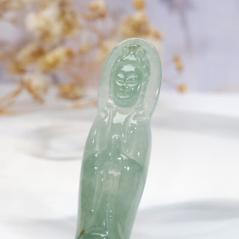 冰綠翡翠合掌觀音菩薩項鍊 | 天然緬甸玉翡翠A貨 | 送禮