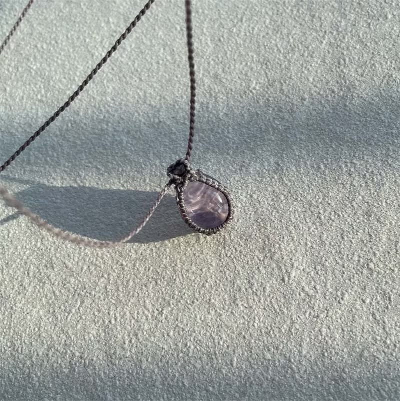 Amethyst Vintage Macrame Stone Necklace